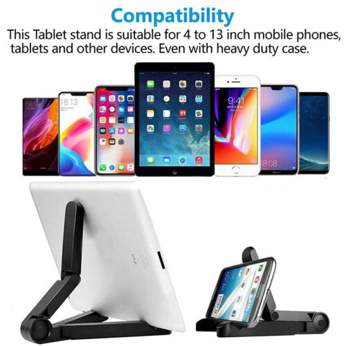 Supporto regolabile per tablet e telefoni cellulari, portatile, compatibile con iPad e tablet Samsung Galaxy, nero 1