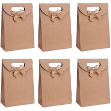 Kraftpapier-Geschenktüten, 20 Stück, braune Kraftpapiertüten mit Henkeln für Gastgeschenke