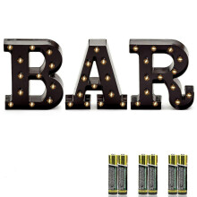 Vintage Leuchtreklame für Bars, rostfarbene Leuchtbuchstaben, batteriebetrieben, für die Dekoration von Kneipen, Cafés und Partys.