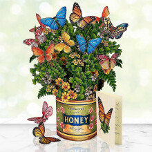 3D-Pop-up-Karten aus Papier, 30 cm großer, lebensgroßer Blumenstrauß mit Butterblumen und Schmetterlingen, inklusive Blanko-Grußkarte und Umschlag