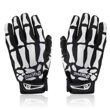 Cycling Gloves, F7507 Skeleton Pattern Full Finger Thickened Silicone Anti-Slip Black White Breathable for Bike Sports