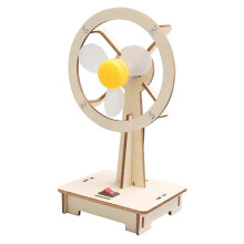 Speelgoedventilator, houten educatieve doe-het-zelf bureauventilator model puzzelset voor kinderen, geschikt voor wetenschappelijke experimenten.