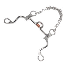 Bocado de bife de caballo, 120 mm, acero inoxidable con cadena para entrenamiento ecuestre.