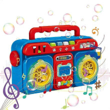 Radio Bubble Machine Electric Automatic 10 Rotating Sticks 1500 Bubges Per Minute With LED Light And Music For Kids Summer Outdoor Party