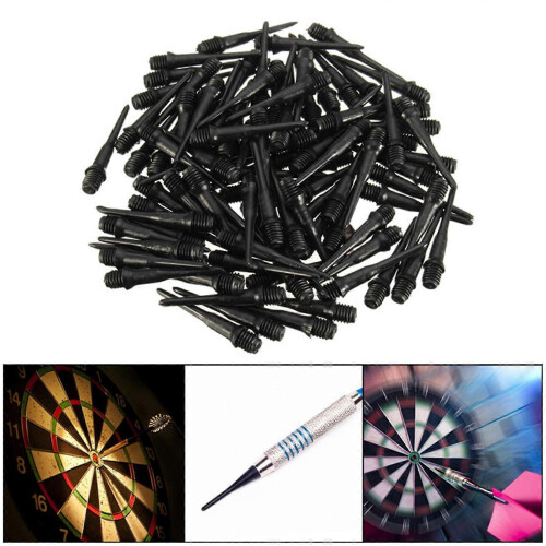 Thread Dart Tips, 100 Pieces Plastic Replacement Dart Points for Dart Shafts, Black, 2.7cm Length 4.5mm Thread Diameter 1