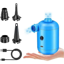 Pompa ad aria elettrica portatile 2 in 1, gonfiaggio e sgonfiaggio, DC5V USB 140 l/min, 4 ugelli per campeggio