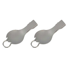 Folding Sporks, 2 Pack Compact Titanium Stainless Steel Silver Outdoor Dinnerware for Camping Hiking Travel Home Use