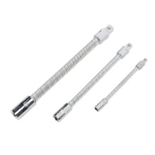 Flexible Extension Bar Shaft Set, 3 Pieces, Stainless Steel, Bendable, for Hard-to-Reach Repair Connection Points