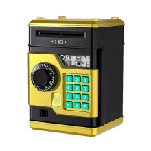 Salvadanaio elettronico, salvadanaio automatico in plastica con impronta digitale e password modificabile, per banconote e monete, colore oro.