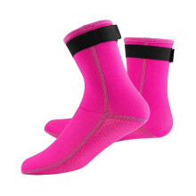 Botas de neopreno para buceo de 3 mm, color rojo rosado, antideslizantes, ideales para deportes acuáticos como buceo, snorkel, surf y natación.