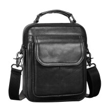 Borsa a tracolla da uomo, vera pelle vintage, tracolla regolabile antiscivolo, 19,5x8x24 cm, per lavoro ciclismo escursionismo