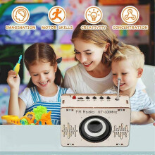 DIY FM Radio Model Kit, Wooden Log Color STEM Educational Science Experiment Toy for Kids Education