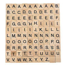 Buchstabenplättchen aus Holz, 100 Stück, 18 x 20 mm, helle Holzmaserung, glatte Oberfläche, für Brettspiele und Bastelarbeiten