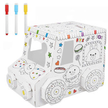 3D-Spielhaus aus Pappe zum Selberbauen, pädagogisch wertvolles, handbemaltes Bausatz-Haus, Auto, Schaf – Papierspielzeug für Kinder