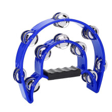 Doppelreihiges Schellenhandglocken-Tamburin-Schlaginstrument, blau, Kunststoffmetall