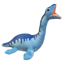 Peluche dinosauro, giocattolo imbottito, collo lungo 40 cm, blu, comodo per favorire il sonno.