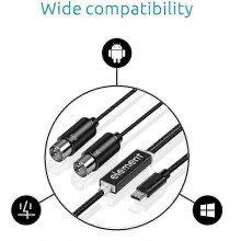 MIDI-zu-USB-C-Kabelkonverter, MIDI-Ein- und -Ausgangskabel für elektronische Orgeln, Plug & Play, kompatibel mit Windows und Mac OS