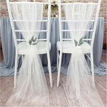 Stuhlschleifen aus Perltüll, 2 Stück, 78,74" x 29,52" große, transparente Organza-Vorhänge für Hochzeitsdekorationen