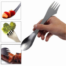 3 in 1 Spork Fork Spoon Camping Utensil Set, Stainless Steel Lightweight for Backpacking Hiking Outdoors