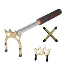 Retractable Billiards Pool Cue Bridge with 3 Brass Heads, 35-150cm Telescopic Stainless Steel Handle