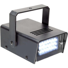 Miniaturowy stroboskop, 24 diody LED, oświetlenie DJ-skie, regulowana prędkość, programy automatyczne, montaż sufitowy lub ścienny