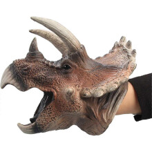 Triceratops-Dinosaurier-Handpuppe aus weichem Gummi, realistisches Rollenspielzeug für Kinder