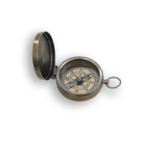 Antique Brass Open Face Compass 2.2 Inches, Pocket Size Navigational Direction Instrument for Outdoor Hiking Camping