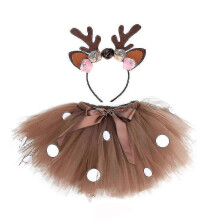Mädchen-Rentier-Tutu-Kostümset mit Geweih-Haarreif für die Weihnachtsfeier