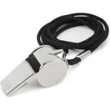 Silbato para entrenador deportivo con bocina, silbato de árbitro de acero inoxidable con cordón para oficiales.