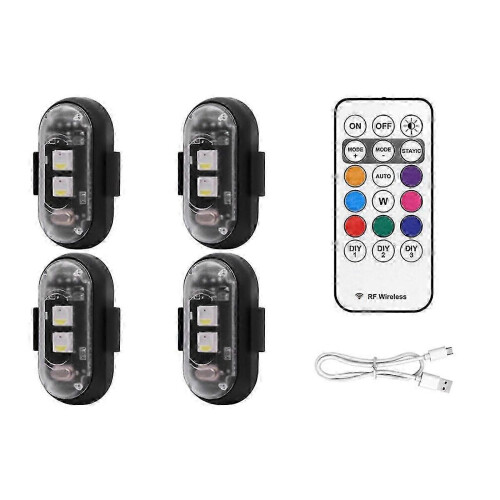 Wireless LED Strobe Lights 4PCS with Remote Control 8 Colors USB Rechargeable Waterproof