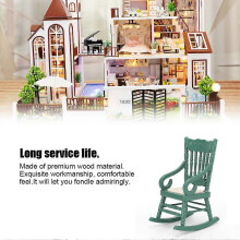 Chaise miniature en bois vert noirâtre pour maison de poupée (échelle 1:12), meuble de simulation