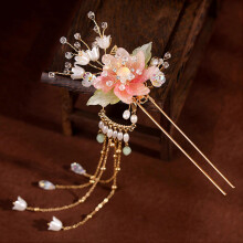 Elegante Haarnadel aus einer Legierung mit feinem Blumenmuster aus glasiertem Glas.