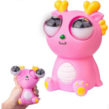 Brinquedo Dragão Apertar Olhos Saltar, Alívio de Estresse, PVC Ecológico, Leve Portátil, Cor Rosa