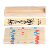 Traditionelles Mikado-Spielset mit Holzbox und Deckel