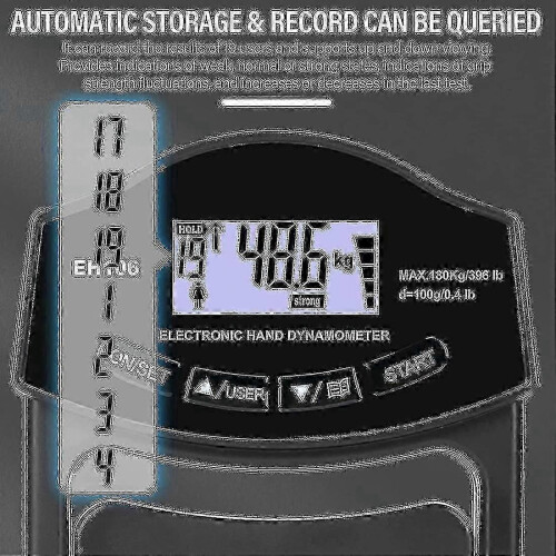 Digital Hand Dynamometer Grip Strength Tester with USB LCD Screen, High Accuracy, 180kg Capacity 1