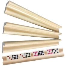 Domino-Tabletts aus Holz, 4er-Set, unbehandeltes Holzgestell zur Aufbewahrung von Spielsteinen