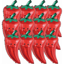 12er-Pack aufblasbare Folienballons in Chiliform, 67 x 35 cm, rote Paprika-Dekoration für Mottopartys und Events