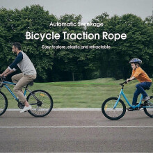Corda di traino retrattile per bicicletta, elastica flessibile per traino montagna, genitori e figli gite all'aperto, nero plastica