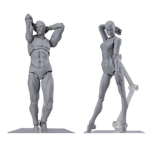 Stop Motion Figure Model with Stand, Adjustable Joints for Drawing Practice and Animation, Grey PVC 1