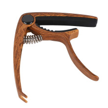 Gitarren-Capo aus Metall mit einstellbarer Federspannung für Akustik- und E-Gitarre, Ukulele, Bass, braune Holzmaserung