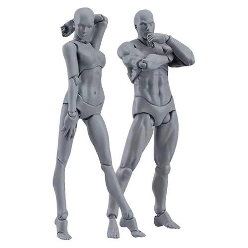 Stop Motion Figure Model with Stand, Adjustable Joints for Drawing Practice and Animation, Grey PVC 2
