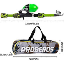 Kids Fishing Starter Kit, Portable Telescoping 1.2m Fishing Rod And Reel Combo, With Canvas Storage Bag And Fishing Accessories