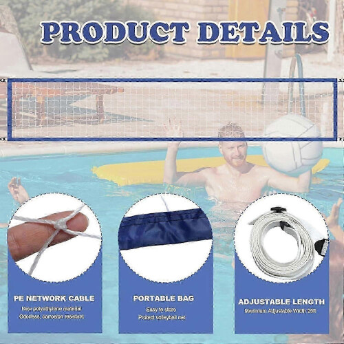 Pool Volleyball Net Replacement 3 x 15 ft for Inground Pools, Durable PE Material, Portable Bag 2