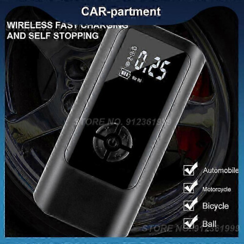 Compressore d'aria portatile per auto con display digitale wireless e luce LED, batteria da 1800 mAh. 1