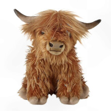 Grande peluche di mucca delle Highlands a pelo lungo, 28 cm, con pelliccia realistica.