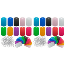 100 Pack Aluminum Tag Blanks Engraving Blank Metal Tags with Hanging Hole Pet ID Double Sided Stamping Engraving Tags