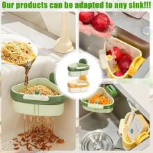 Suction Cup Sink Corner Rack, Corner Sink Strainer, Automatic Dumping Sink Strainer Basket,Corner Sink Trash Catcher,B