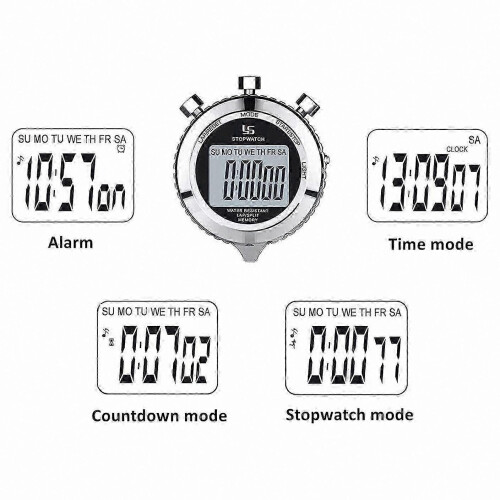 Backlit Metal Stopwatch with 2 Lap Memory for Sports LED Display Timer 2