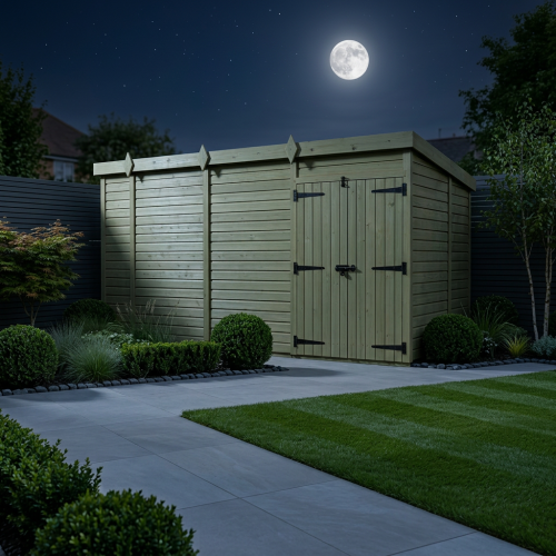 15 x 7 Pent Shed Tanalised (Double Door, No Windows) 2