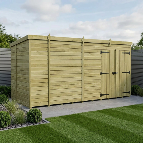 17 x 6 Pent Shed Tanalised (Double Door, No Windows)